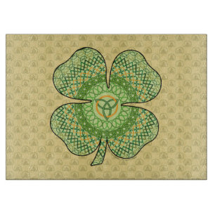 Celtic Shamrock Glass Cutting Board