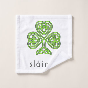 Celtic Shamrock Green St. Patrick's Day Slainte  Wash Cloth