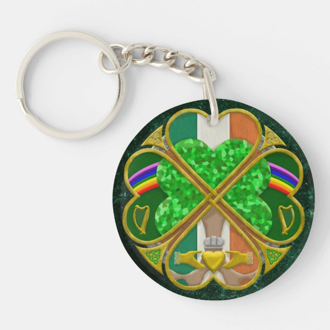 Celtic Shamrock Heritage Symbol Irish Inspired Key Ring (Front)