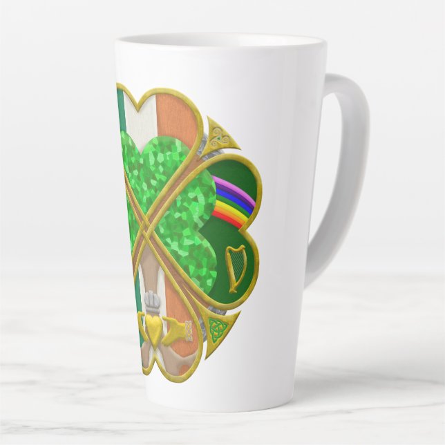 Celtic Shamrock Heritage Symbol Irish Inspired Latte Mug (Right Angle)
