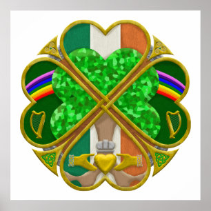 Celtic Shamrock Heritage Symbol Irish Inspired Poster