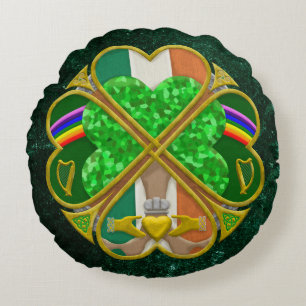 Celtic Shamrock Heritage Symbol Irish Inspired Round Cushion