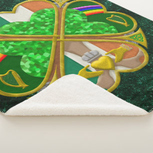 Celtic Shamrock Heritage Symbol Irish Inspired Sherpa Blanket