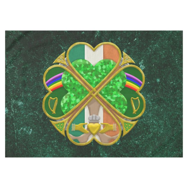 Celtic Shamrock Heritage Symbol Irish Inspired Tablecloth (Front (Horizontal))