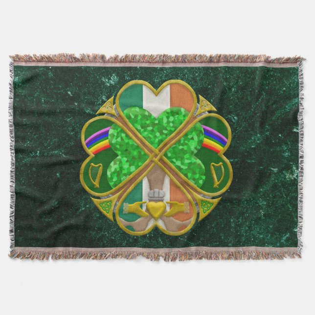 Celtic Shamrock Heritage Symbol Irish Inspired Throw Blanket (Front)