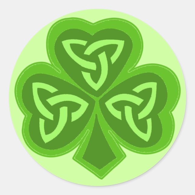 Celtic Shamrock Saint Patrick's Day Classic Round Sticker (Front)