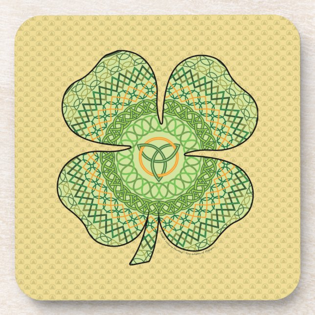 Celtic Shamrock Square Coaster (Front)