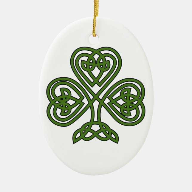 Celtic Shamrock - St Patricks Day Ceramic Tree Decoration (Front)