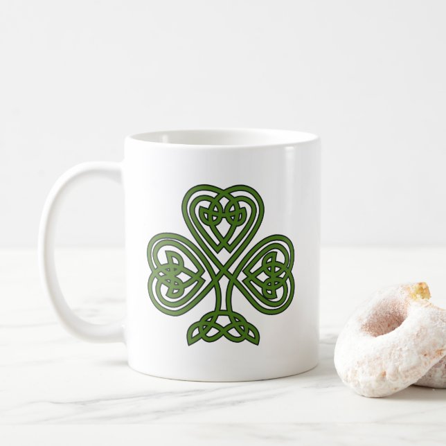 Celtic Shamrock - St Patricks Day Coffee Mug (With Donut)