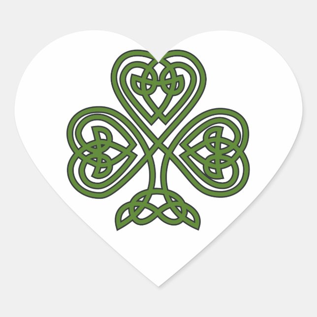 Celtic Shamrock - St Patricks Day Heart Sticker (Front)