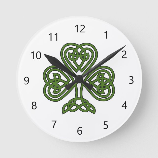 Celtic Shamrock - St Patricks Day Round Clock (Front)