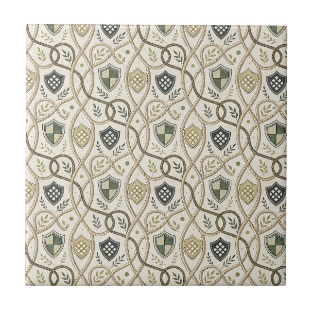 Celtic Shield Knot & Rope - Royal Heritage Pattern Tile (Front)