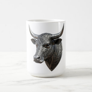 Celtic Silver Bull Head Viking Celtic Coffee Mug