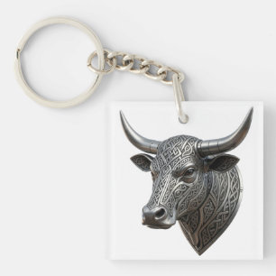 Celtic Silver Bull Head Viking Celtic Key Ring