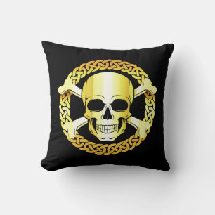 Celtic Skull Crossbones/Viking/Pirate/gold/black Cushion