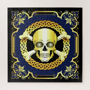 Celtic Skull Crossbones/Viking/Pirate/gold/black Jigsaw Puzzle