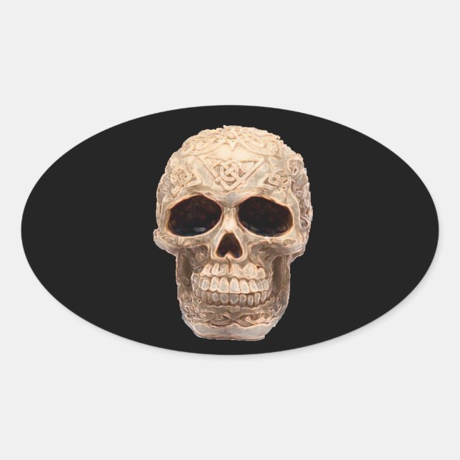 celtic skull oval sticker (Front)