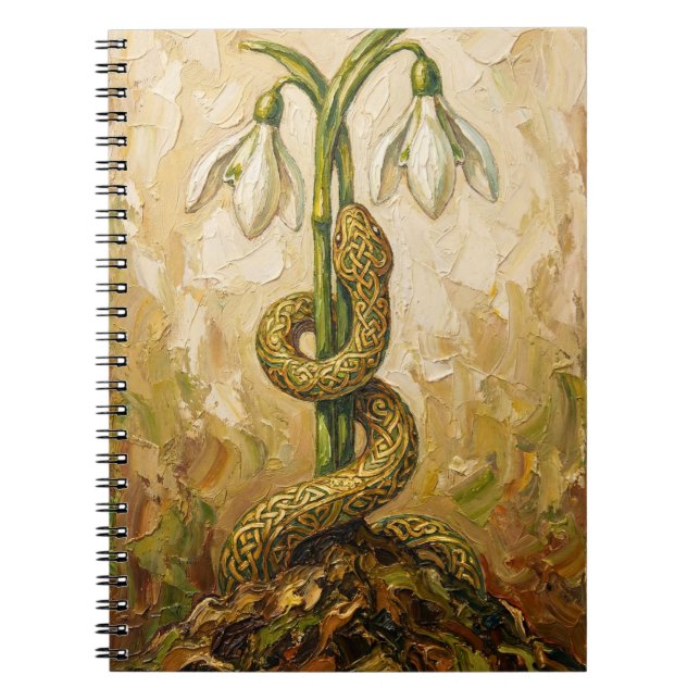 Celtic Snake Snowdrops Imbolc Rebirth Fantasy Art Notebook