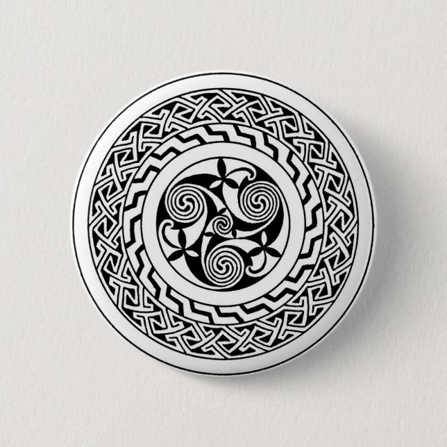 Celtic spiral 6 cm round badge (Front)