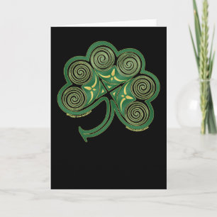 Celtic Spiral Card, Irish Shamrock Design Card