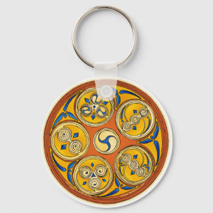 Celtic Spiral Keychain, Lughnasadh Design Key Ring
