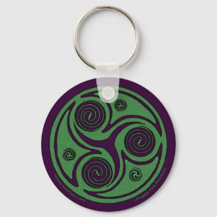 Celtic Spiral Keychain, Triskelion design #1 Key Ring