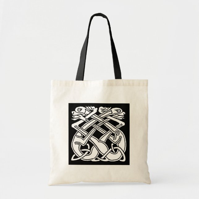 Celtic square pattern - black and white tote bag (Front)