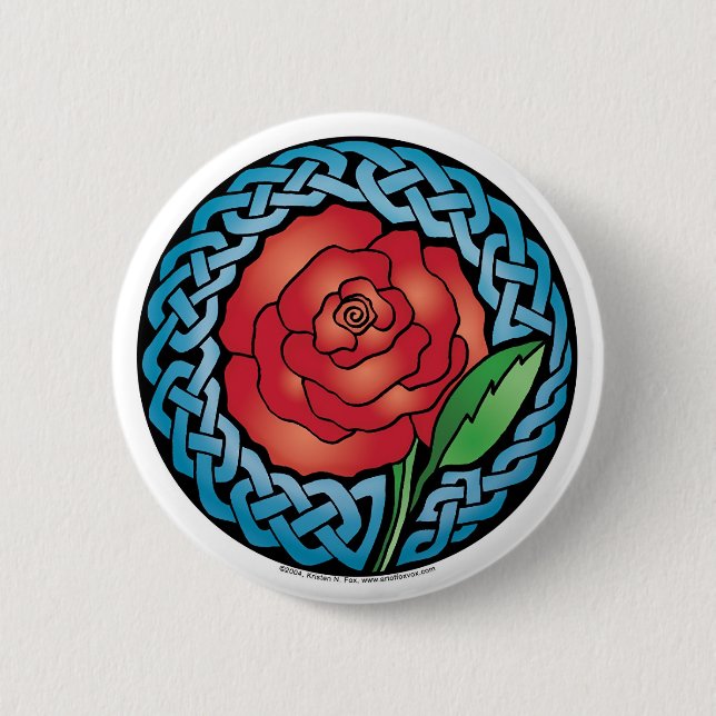 Celtic Stained Glass Rose 6 Cm Round Badge (Front)