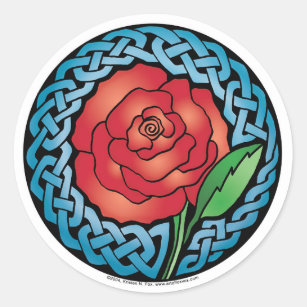 Celtic Stained Glass Rose Classic Round Sticker