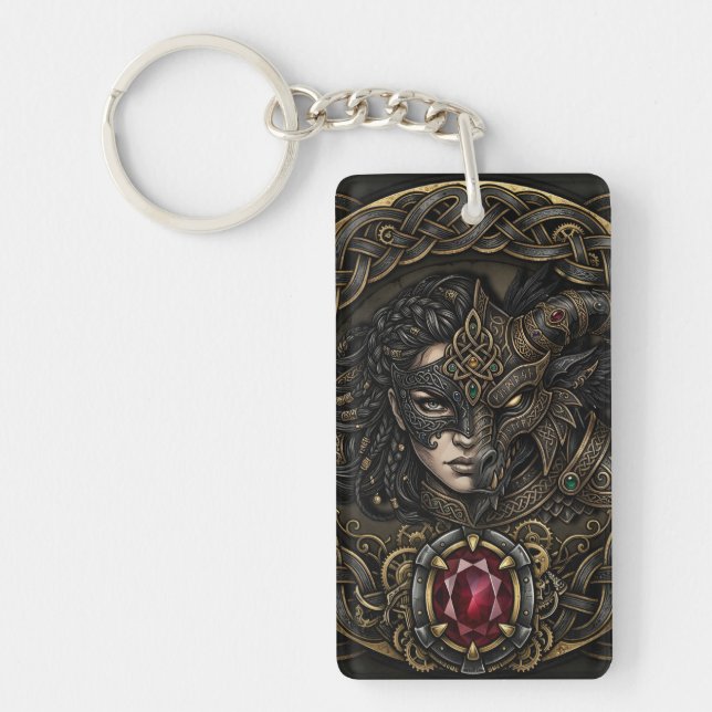 Celtic Steampunk Warrior.  Key Ring (Front)