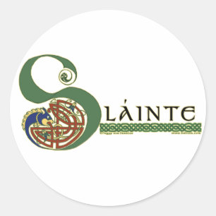 Celtic Stickers, Slainte Design Classic Round Sticker