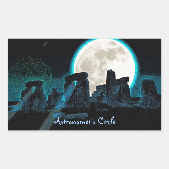 Celtic Stonehenge, Moon & Stars Astronomy U.K. Rectangular Sticker (Front)