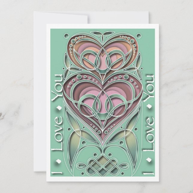 Celtic Style Valentine Heart Holiday Card (Front)