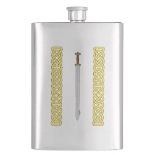 Celtic Sword and Knotwork Hip Flask