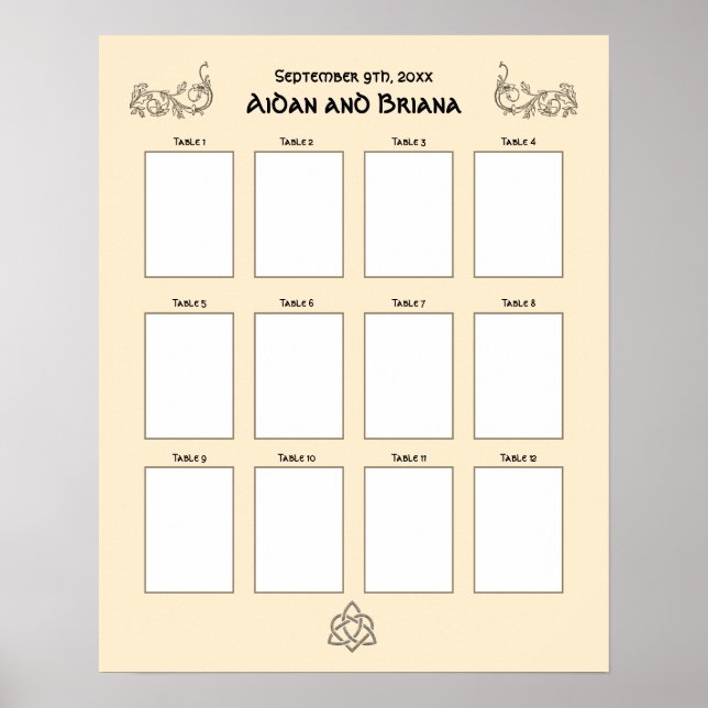 Celtic symbols and foliage 12 table blank poster (Front)