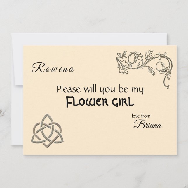 Celtic symbols and foliage on cream invitation (Front)