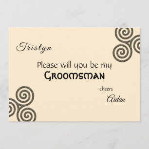 Celtic symbols and foliage on cream invitation