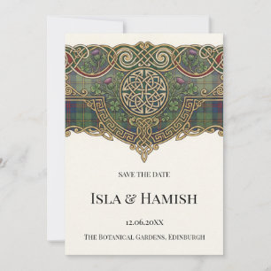 Celtic Tartan Save the Date Card