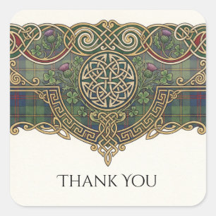 Celtic Tartan Thank You Wedding Sticker
