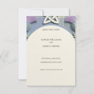 Celtic Tartan Thistle Save the Date Card