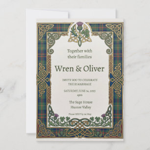 Celtic Tartan Thistle Wedding Invitation