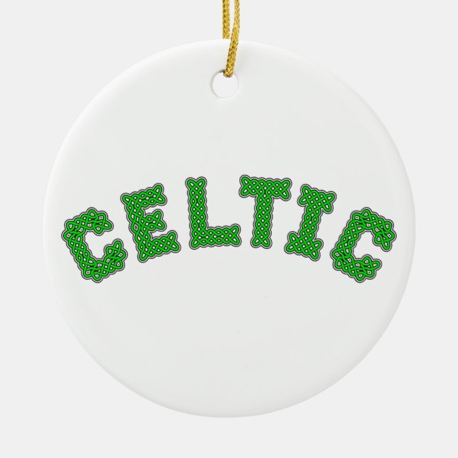 Celtic Text Ceramic Tree Decoration (Front)