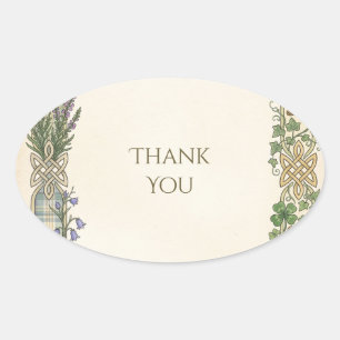 Celtic Thistle Greenery Thank You Sticker