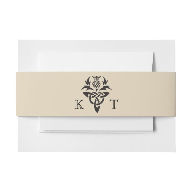 Celtic Thistle Initials - Black & White Invitation Belly Band (Front Example)