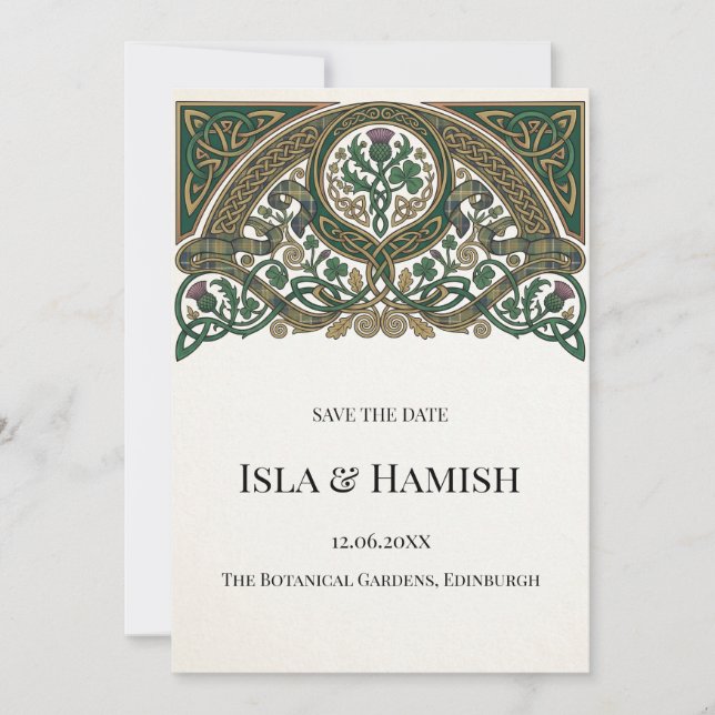 Celtic Thistle Save the Date Card (Front)