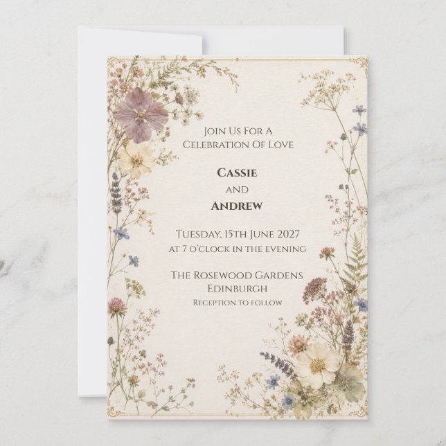 Celtic Thistle Wedding Invitation (Front)