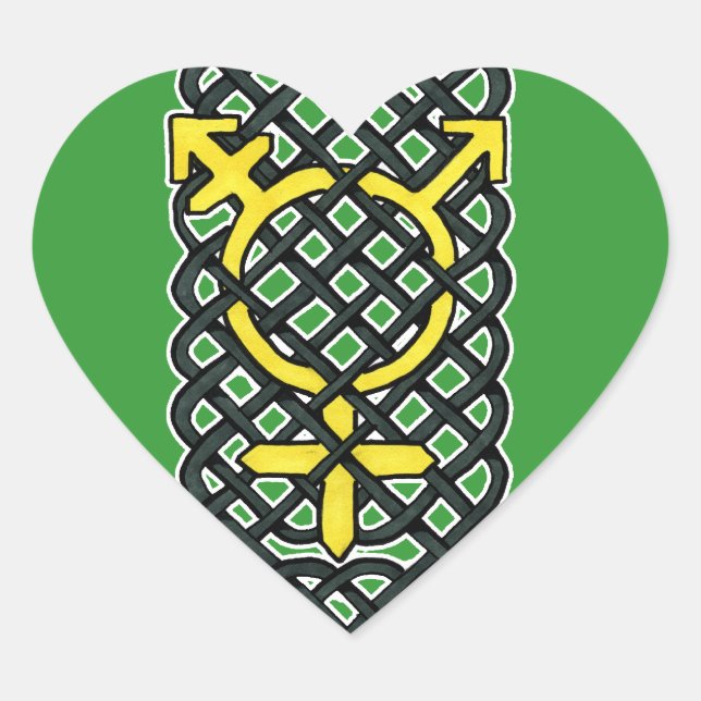 Celtic Transgender Symbol Yellow Heart Sticker (Front)
