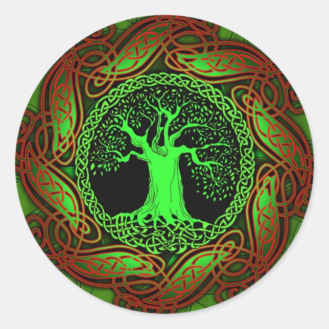 Celtic Tree (Illuminated version) Classic Round Sticker (Front)