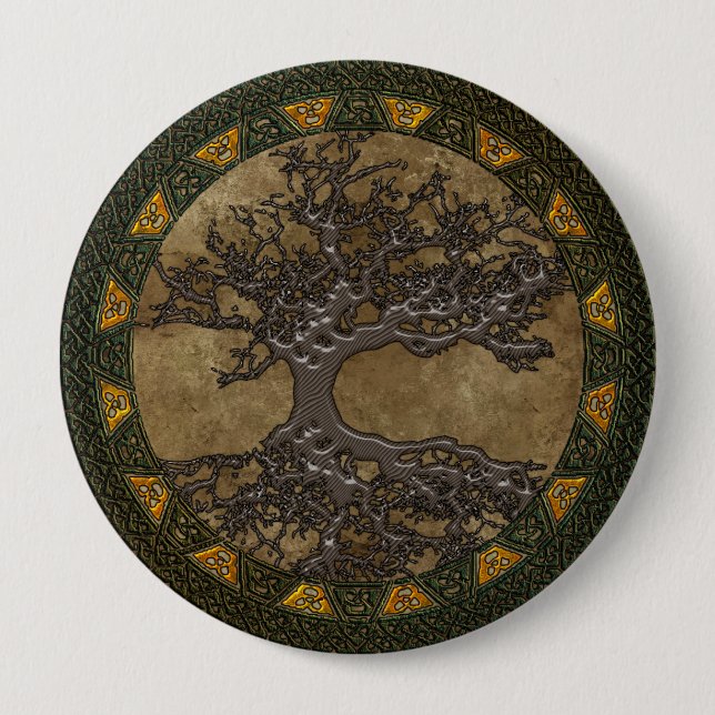 Celtic Tree of Life 10 Cm Round Badge (Front)