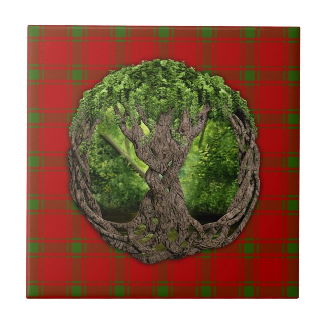 Celtic Tree Of Life And Clan MacDonald Of Sleat Tile (Front)
